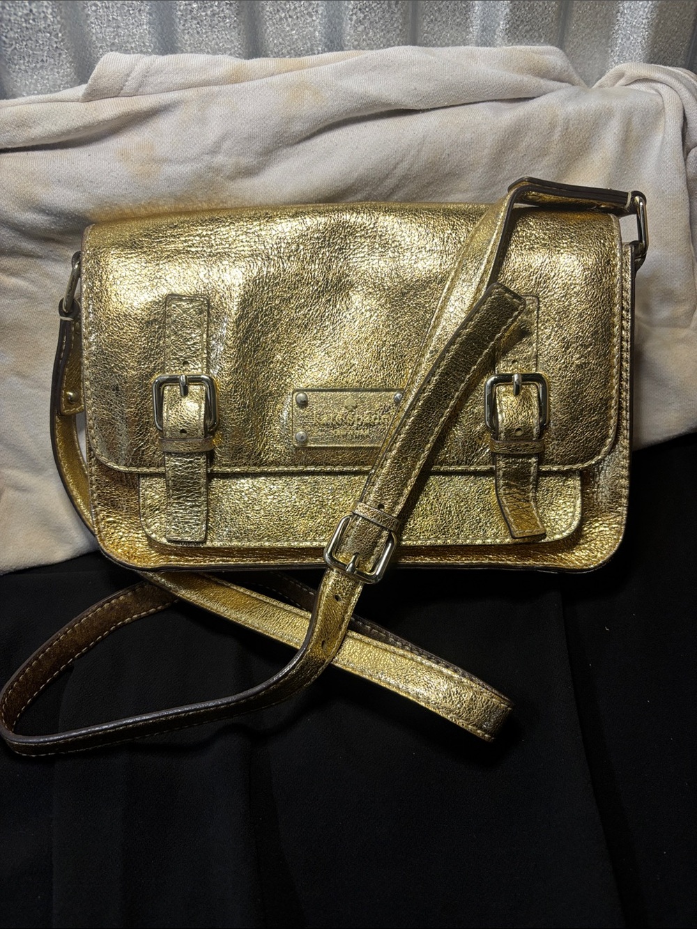 kate spade Gold Metallic Leather Crossbody Satchel
